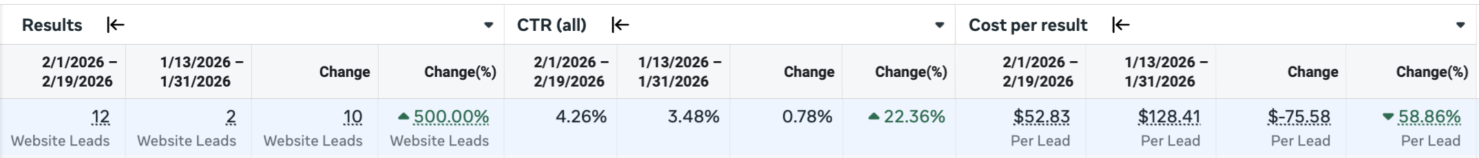 Meta lead performance